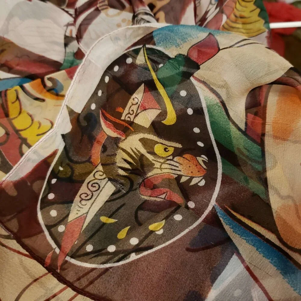 Ed Hardy Silk Scarf - Fun, Bright, Sheer